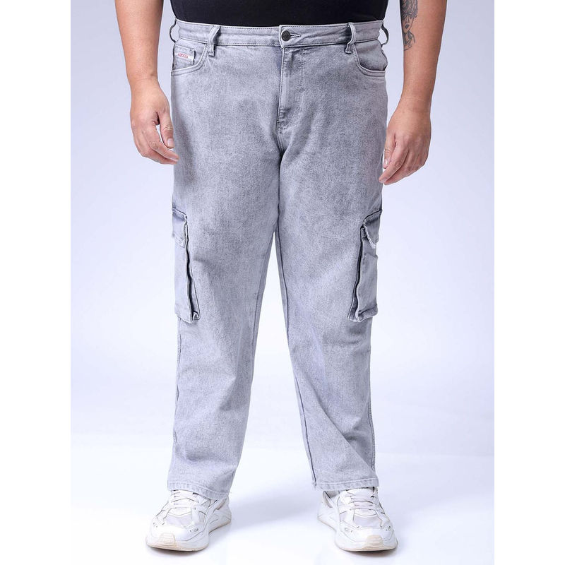 Hardsoda By The Indian Garage Co Men Plus Size Solid Stretchable Denim Jeans Grey (46)