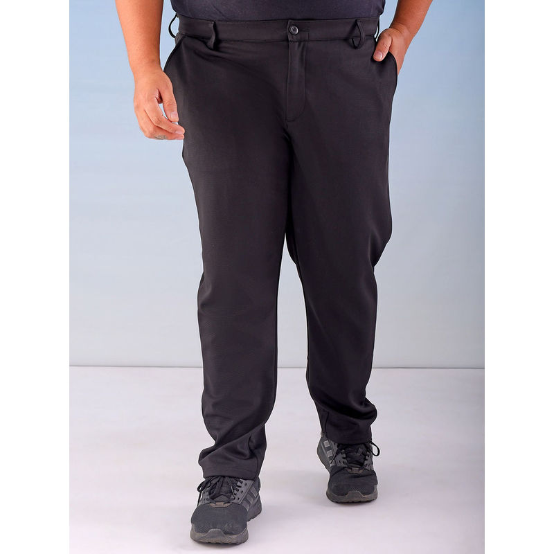 Hardsoda By The Indian Garage Co Men Plus Size Textured Stretchable Chinos Black (38)