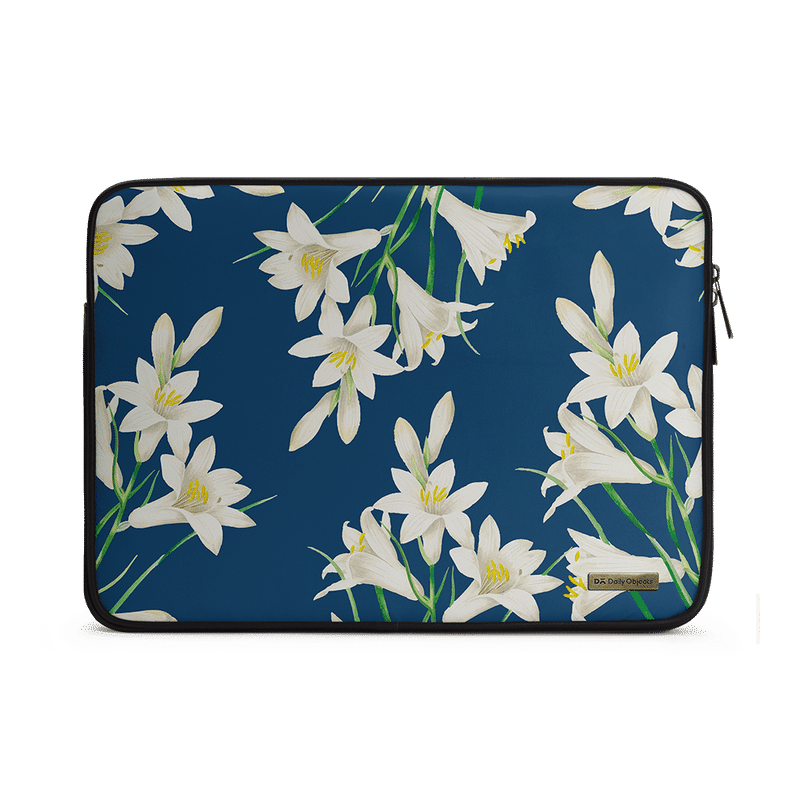 Dailyobjects White Lillies Zippered Sleeve For Laptop/macbook - 11 Inch