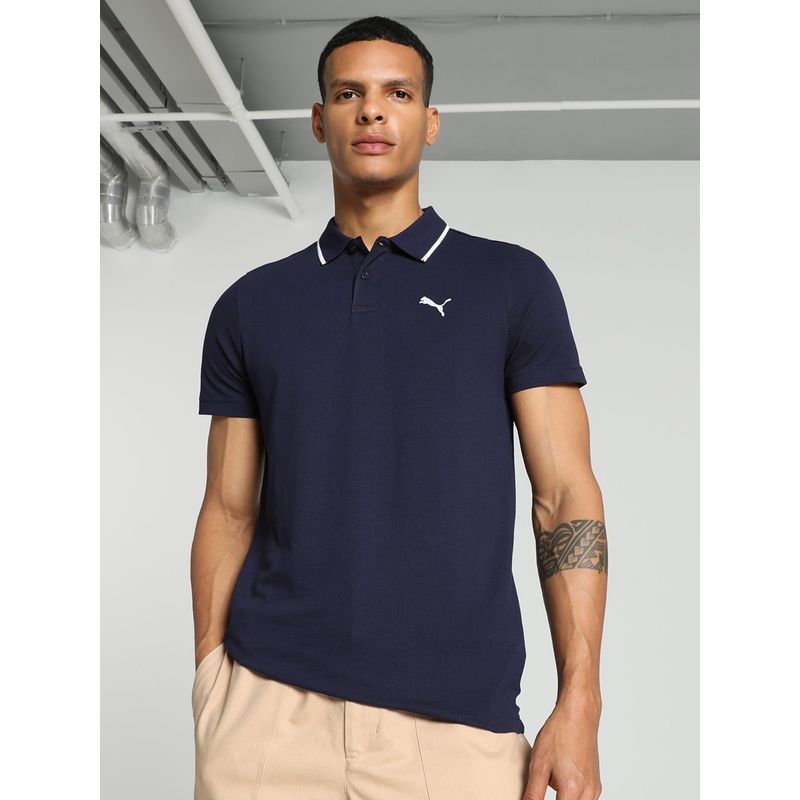 Puma Collar Tipping Mens Blue Polo T-Shirt (S)