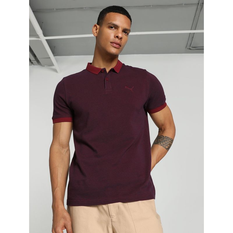 Puma Essentials Elevated Jacquard Mens Red Polo T-Shirt (S)