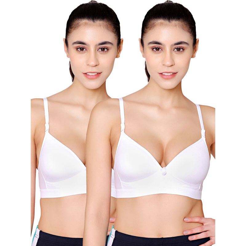 Bodycare Seamless Wire Free Padded Sports Bra-Pack Of 2 - White (34B)