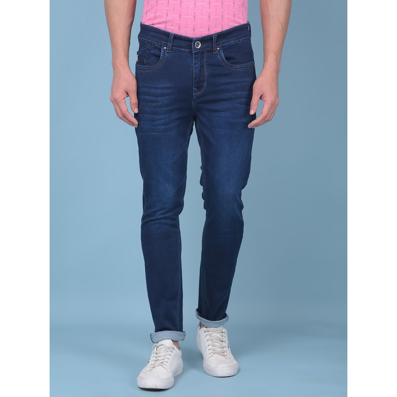 CRIMSOUNE CLUB Mens Navy Blue Stretchable Skinny Jeans (34)