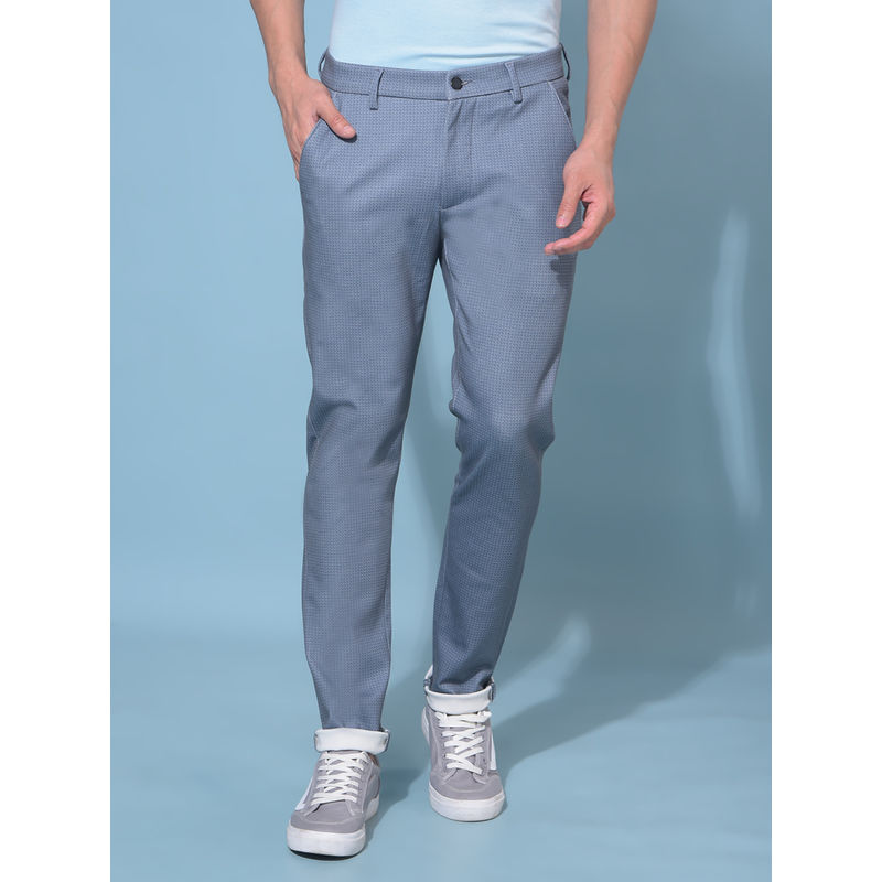 CRIMSOUNE CLUB Mens Grey Stretchable Printed Trousers (36)