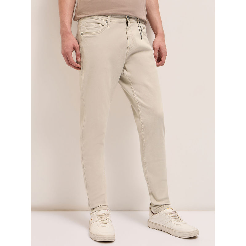 THE BEAR HOUSE Khaki Solid Skinny Fit Jeans (28)