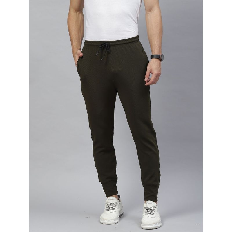 TOM BURG Men Olive Solid Slim Fit Track Pant (S)