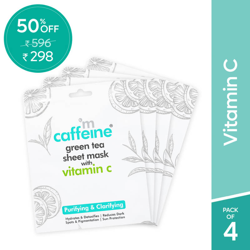 Buy MCaffeine Vitamin C Face Sheet Masks With Green Tea For Dark Spot ...