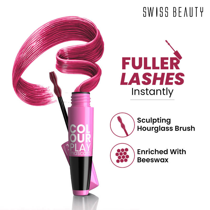 Swiss Beauty Waterproof Volumizing Colour Play Mascara - 03 Pink