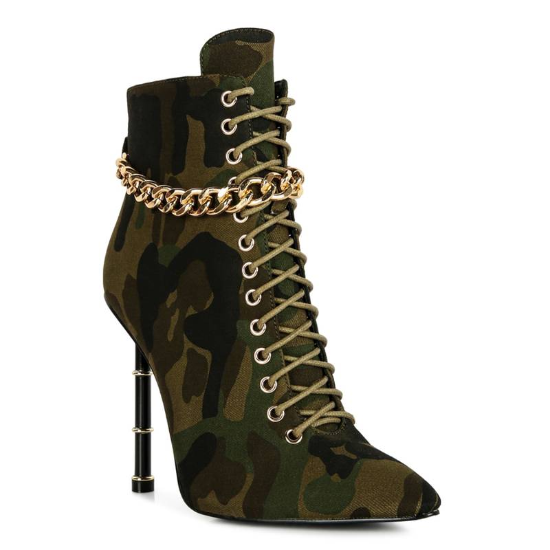 London Rag Printed Olive Casual Boots (EURO 37)
