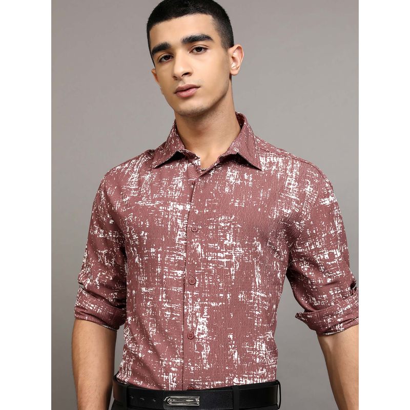 HIGHLANDER Men Brown Printed Formal Shirt (L)