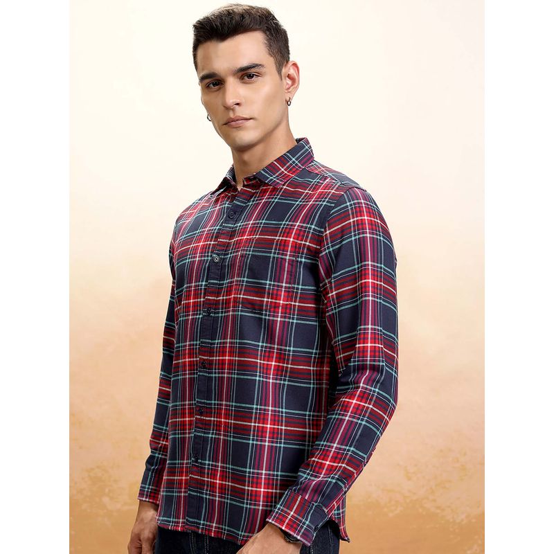 HIGHLANDER Men Multi-Color Checks Full Sleeves Casual Shirt (L)