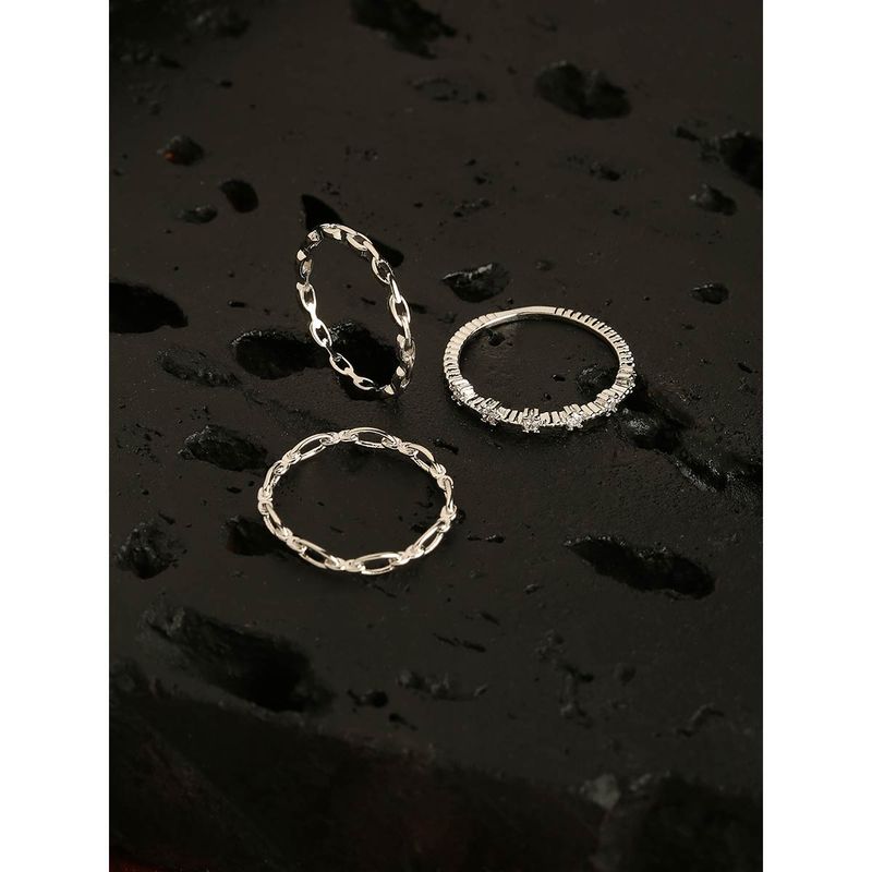 Buy Accessorize London Platinum Plated 3 Pack Stacking Rings for Women ...