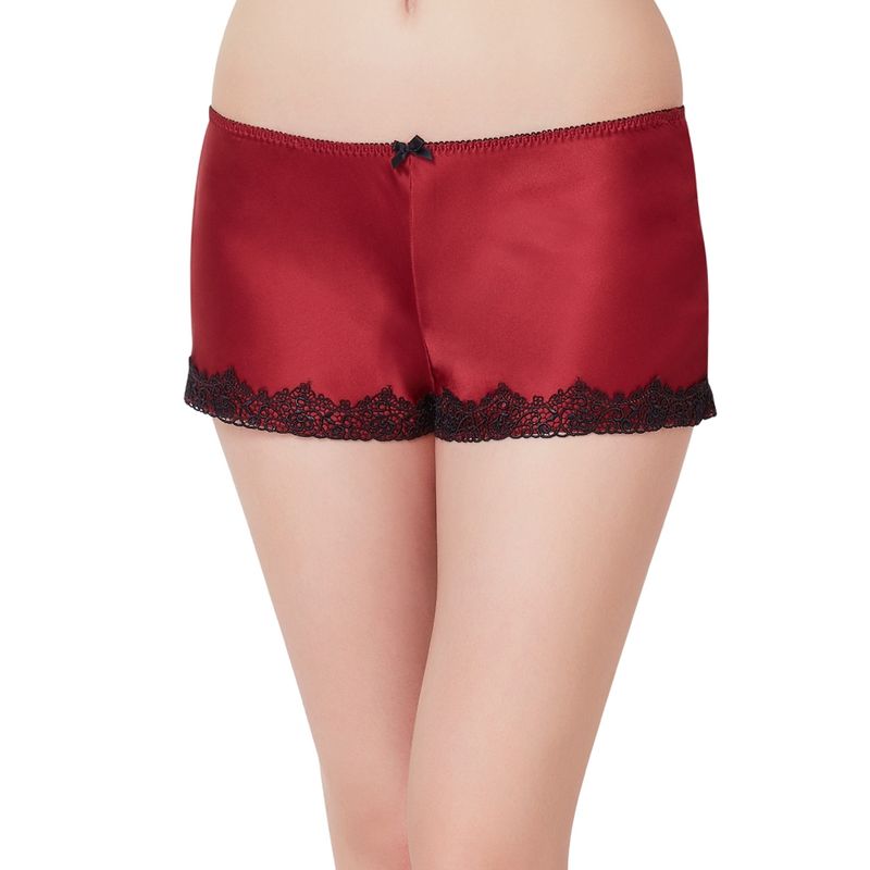Amante Red Luxury Silk Fashion Sleep Shorts (XL)