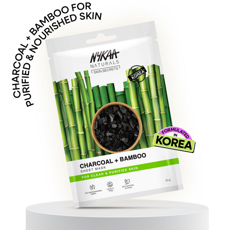 Nykaa Charcoal + Bamboo Sheet Mask For Purifying Skin - Formulated In Korea - For All Skin Types