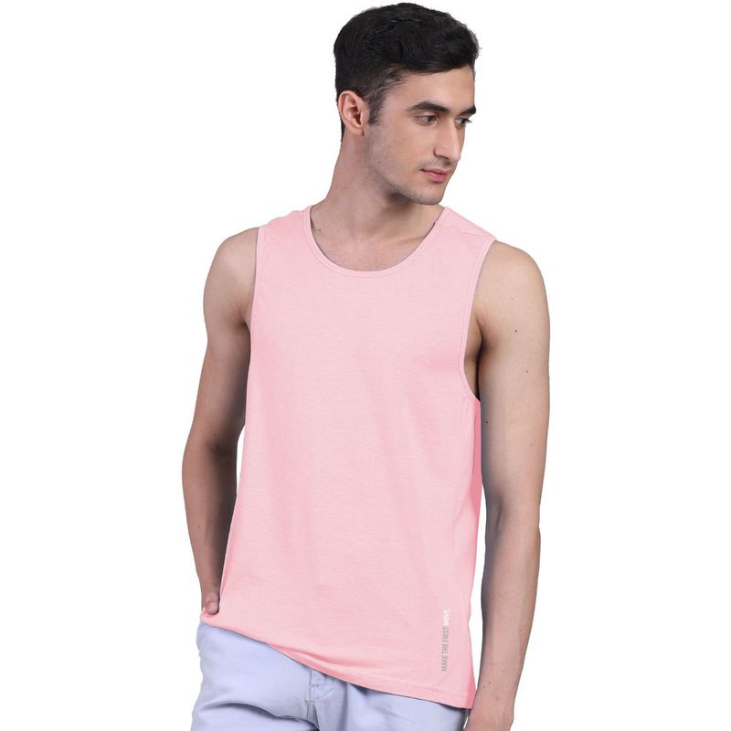 FREECULTR Mens Twin Skin Bamboo Cotton Anti Microbial Active Vest Peach (XL)