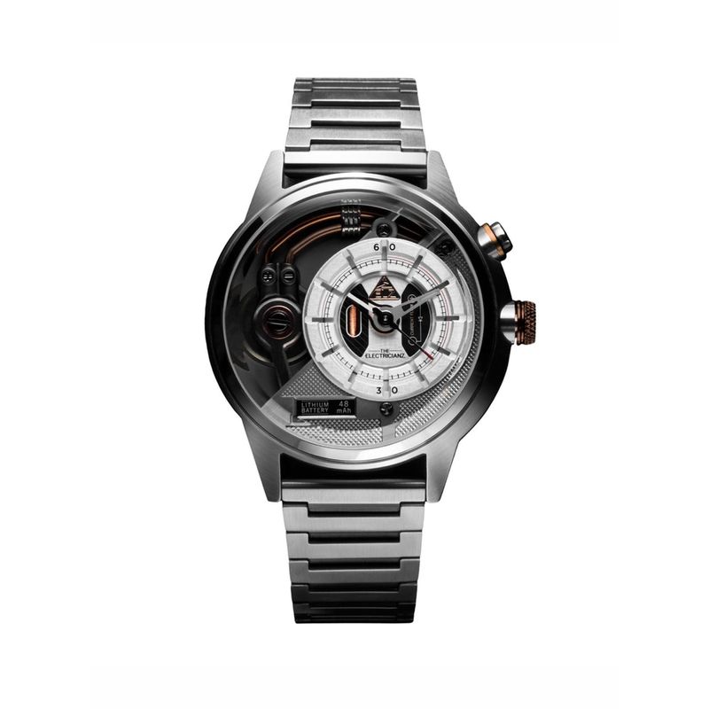The Electricianz Orologio Uomo Carbon Z - Quadrante Scheletro Con Luci LED, Cinturino NATO Pelle Nera
