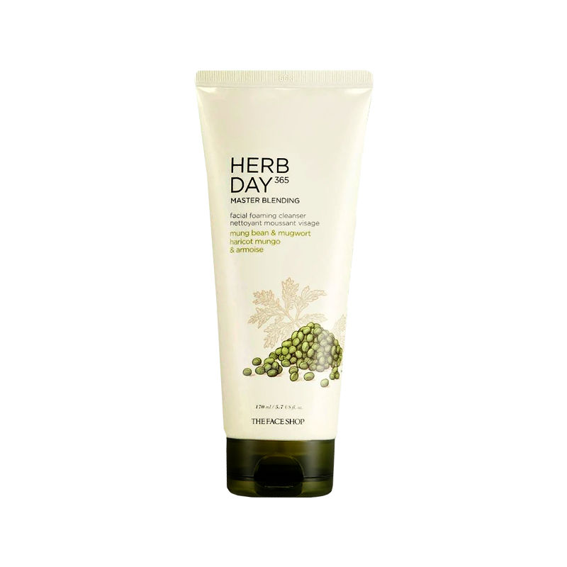 The Face Shop Herb Day 365 Face Wash - Mungbean & Mugwort, Pore Cleansing & Blackhead Removal
