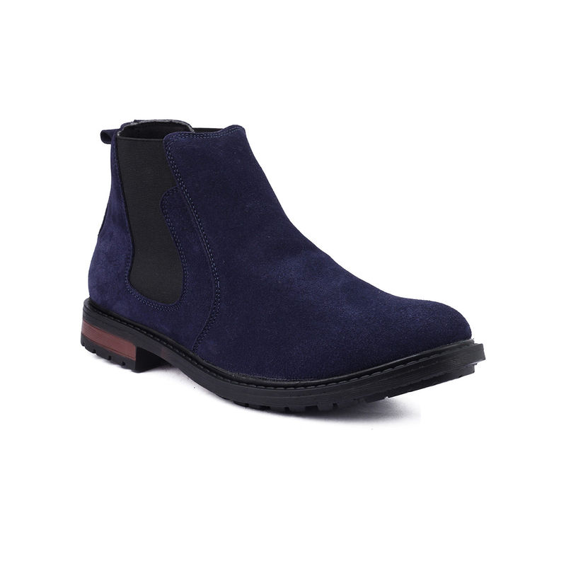 Louis Stitch Solid Blue Italian Suede Leather Chelsea Boots (UK 7)