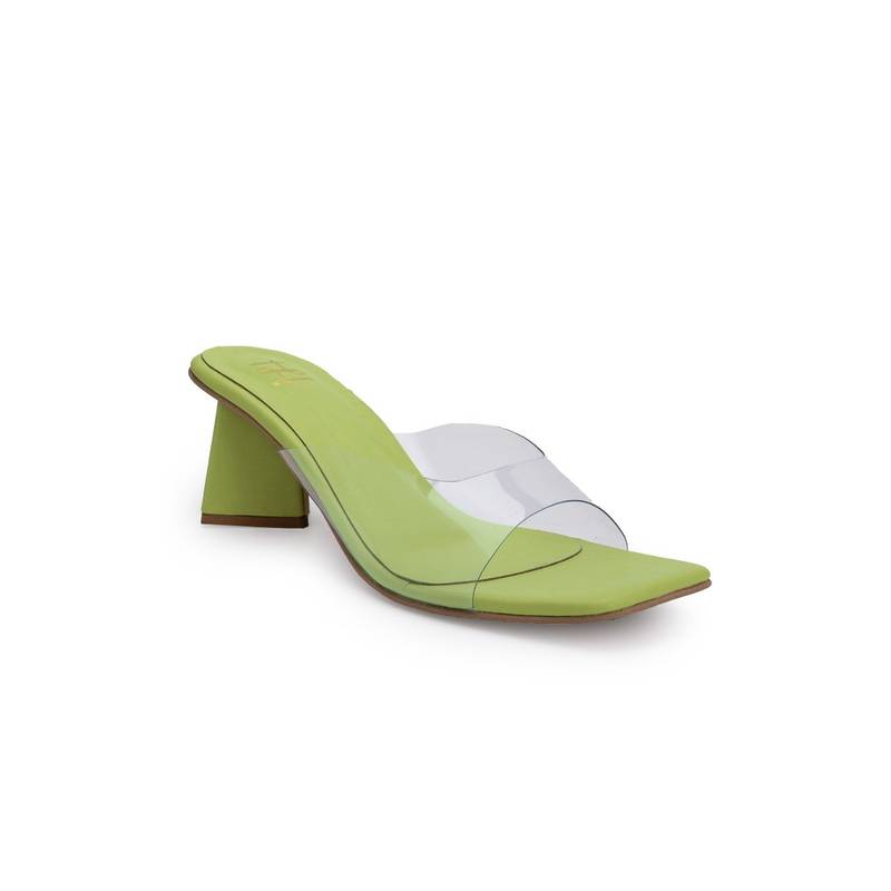 Hydes N Hues Kitten Heel Green Solid Sandal For Women (EURO 41)