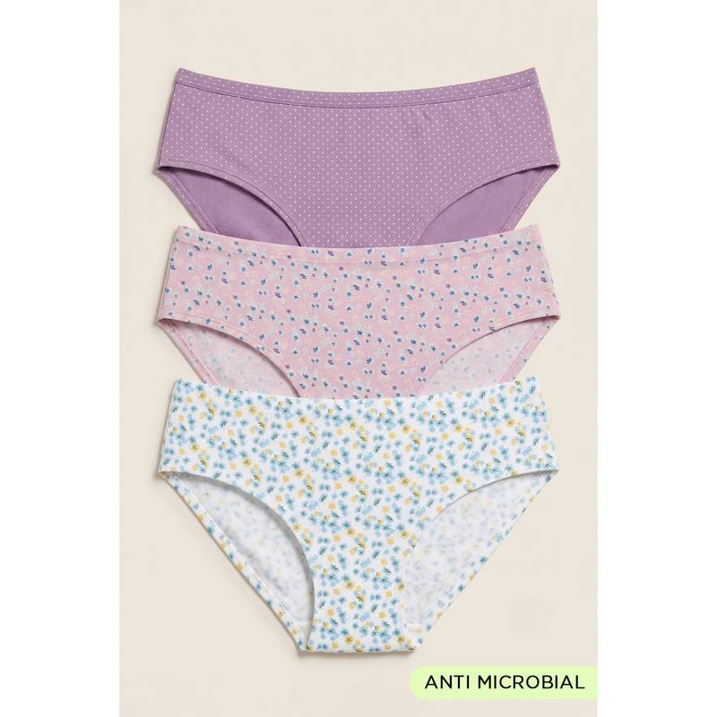 Zivame Low Rise Full Coverage Hipster Panty - Multi-Color (Pack of 3) (M)