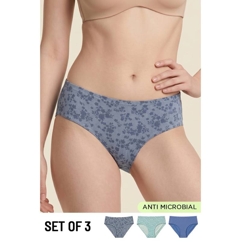 Zivame Low Rise Full Coverage Hipster Panty - Multi-Color (Pack of 3) (XL)
