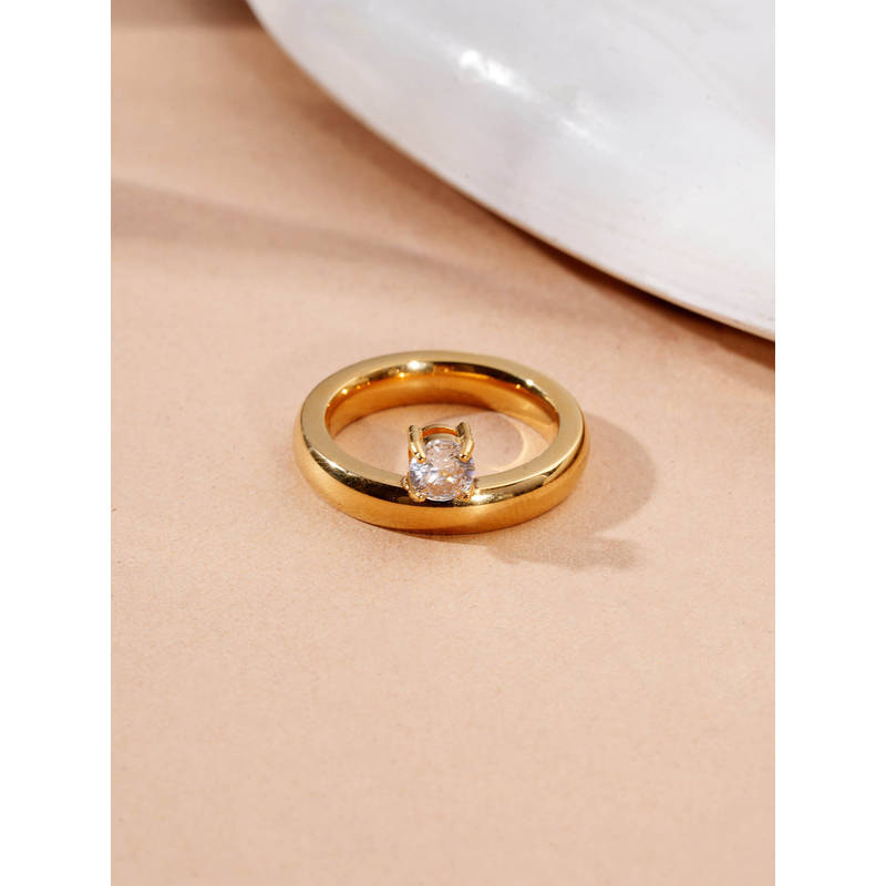 Palmonas Sculpted Band With Stone Ring For Womens - Waterproof And Anti-Tarnish (7)