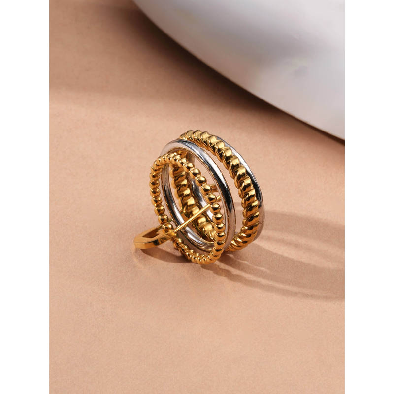 Palmonas Dual-Tone Safety Pin Accent Stack Ring For Womens - Waterproof And Anti-Tarnish (6)