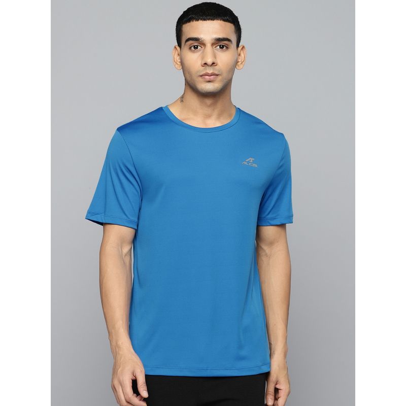 Alcis Men Blue Solid Slim Fit T-shirt (XL)