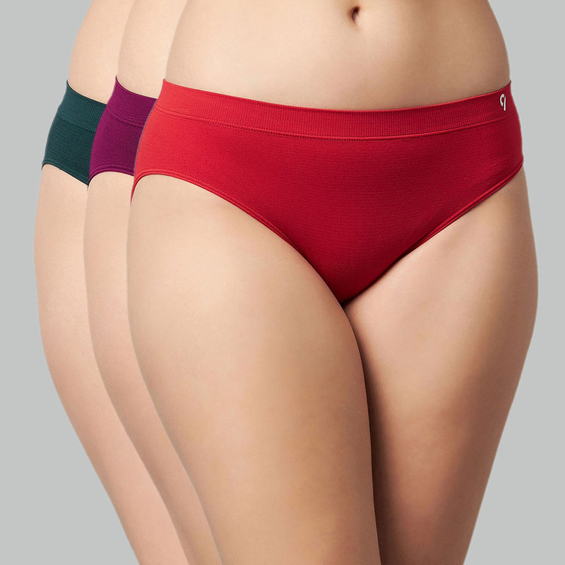 C9 Airwear Seamless Combo Of Sticker Print Mid Rise Panty Mid Brief For Women (Pack of 3) (M)
