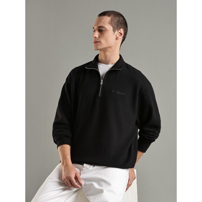 Tommy Hilfiger Black Embroidered Logo Relaxed Fit Cotton Sweatshirt (M)