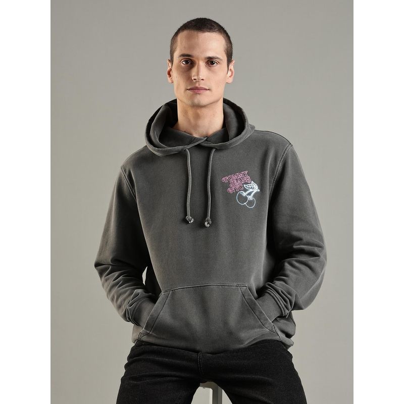 Tommy Hilfiger Black Graphic Regular Fit Cotton Hoodie (M)