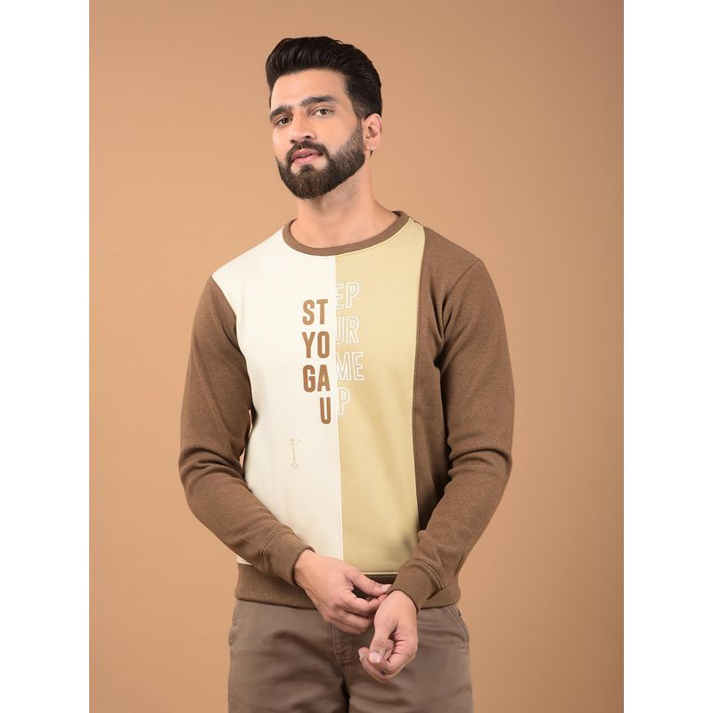 CRIMSOUNE CLUB Mens Brown Colorblock Sweatshirt (XL)