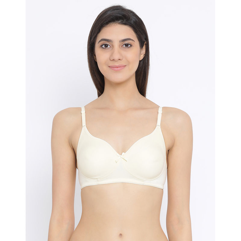 Clovia Cotton Rich Solid Non-Padded Full Cup Wire Free T-shirt Bra - Nude (38C)