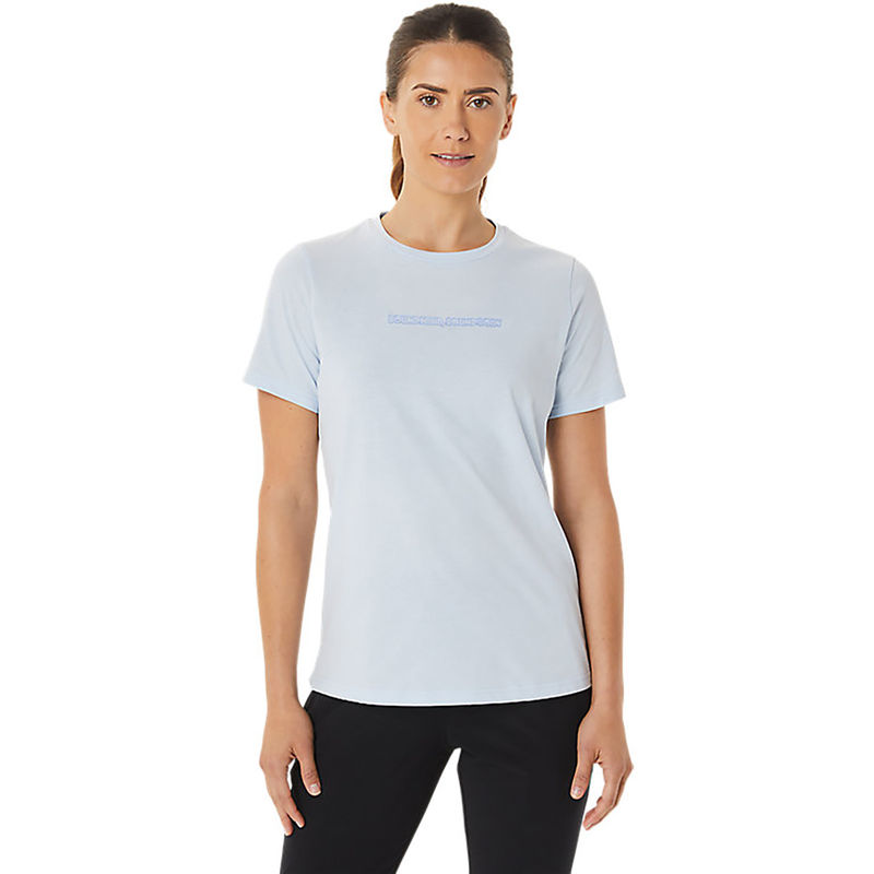 ASICS Logo Graphic Blue Womens T-Shirt (XS)
