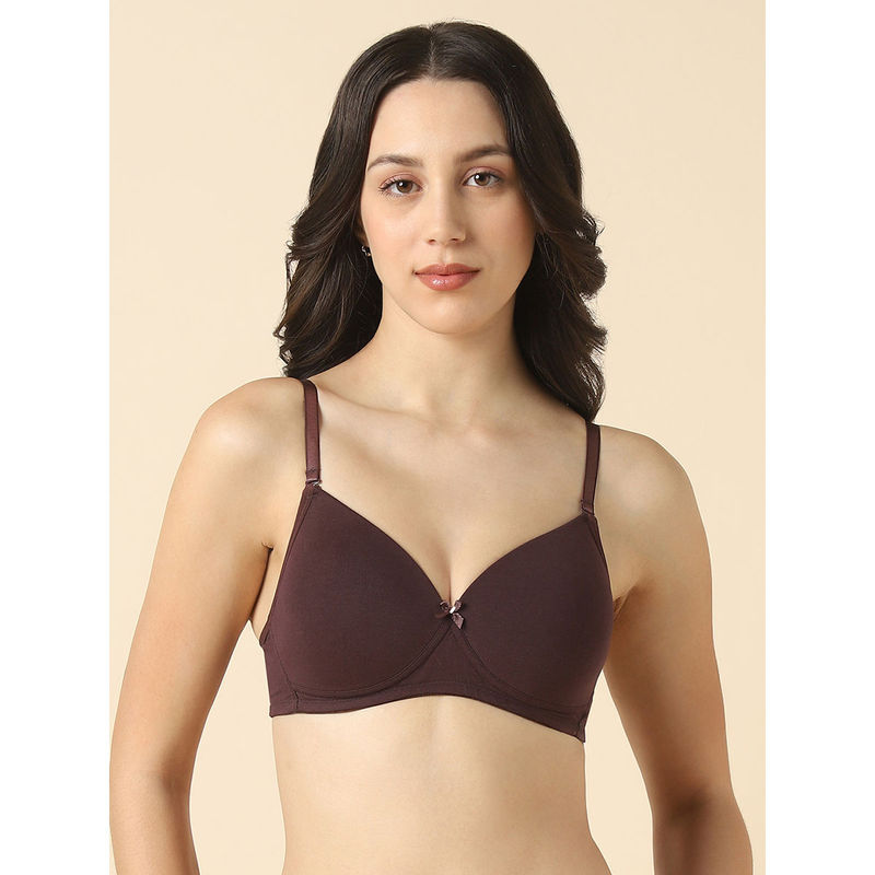 Van Heusen Women Solid Anti Bacterial Wireless Full Coverage Padded Bra Brown (36B)