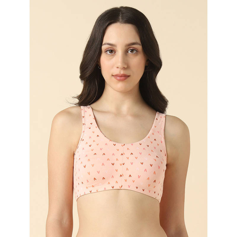 Van Heusen Women Printed Wireless Full Coverage Non Padded Bra Peach (L)