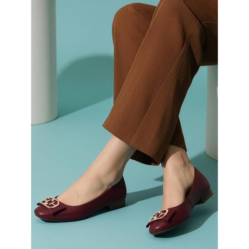 ELLE Women Maroon Square Toe Ballerina (EURO 36)