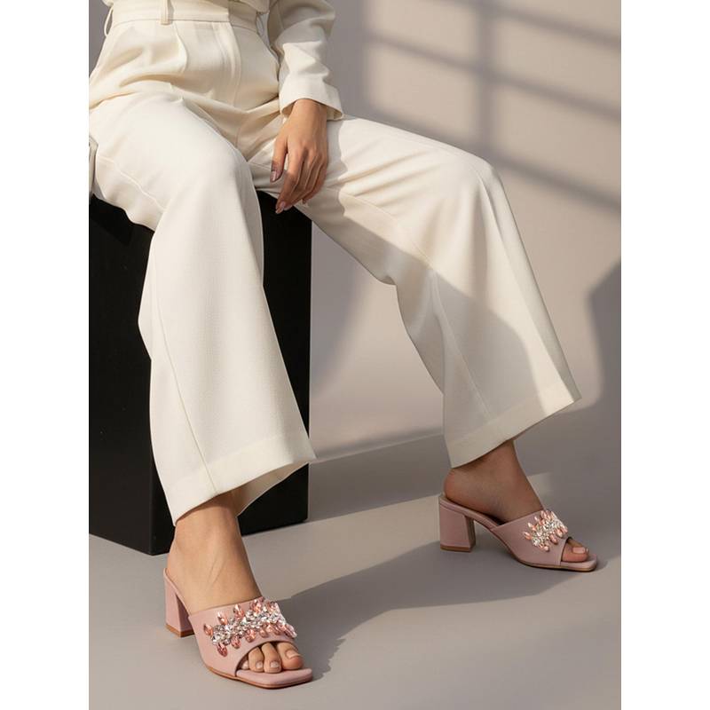 Iconics Women Pink Block Heels (EURO 36)