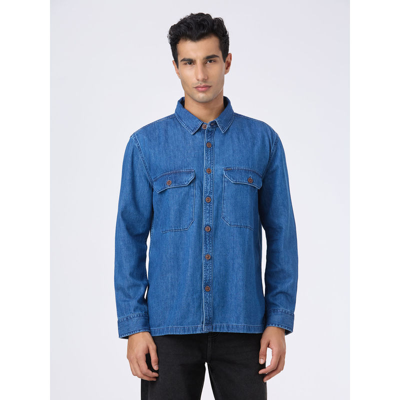 Pepe Jeans Blue Double Pocket Denim Shirt (M)