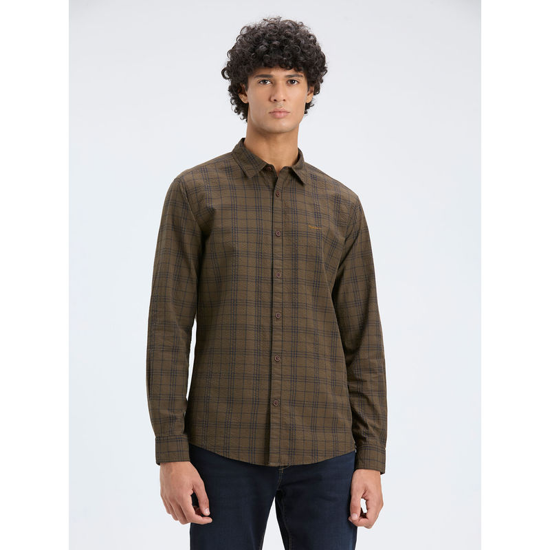 Pepe Jeans Brown Check Regular Fit Shirt (S)