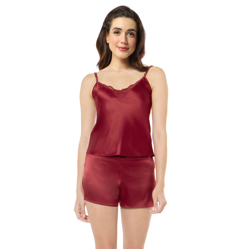 Amante Solid V-Neck Sleeveless Eternal Bliss Satin Camisole (S)