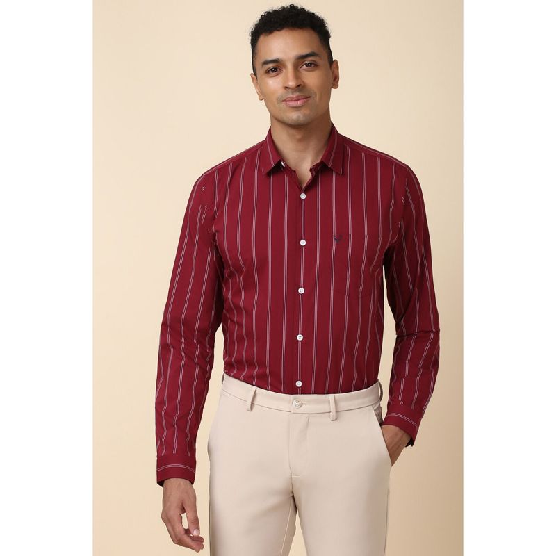 Allen Solly Men Red Slim Stripe Full Sleeves Formal Shirt (44)