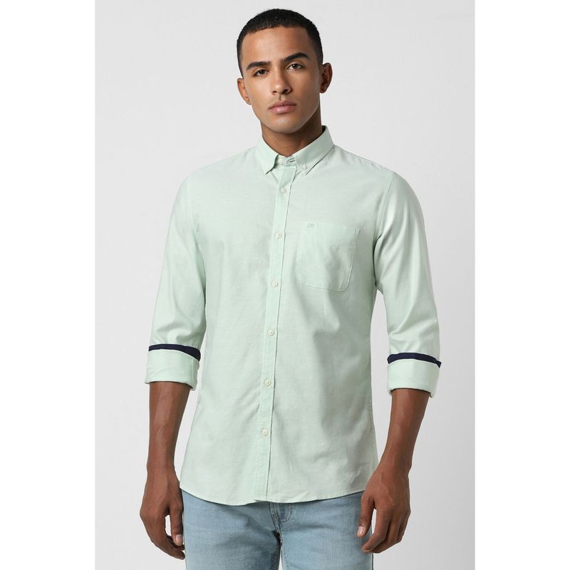 Peter England Men Green Slim Fit Solid Casual Shirt (40)