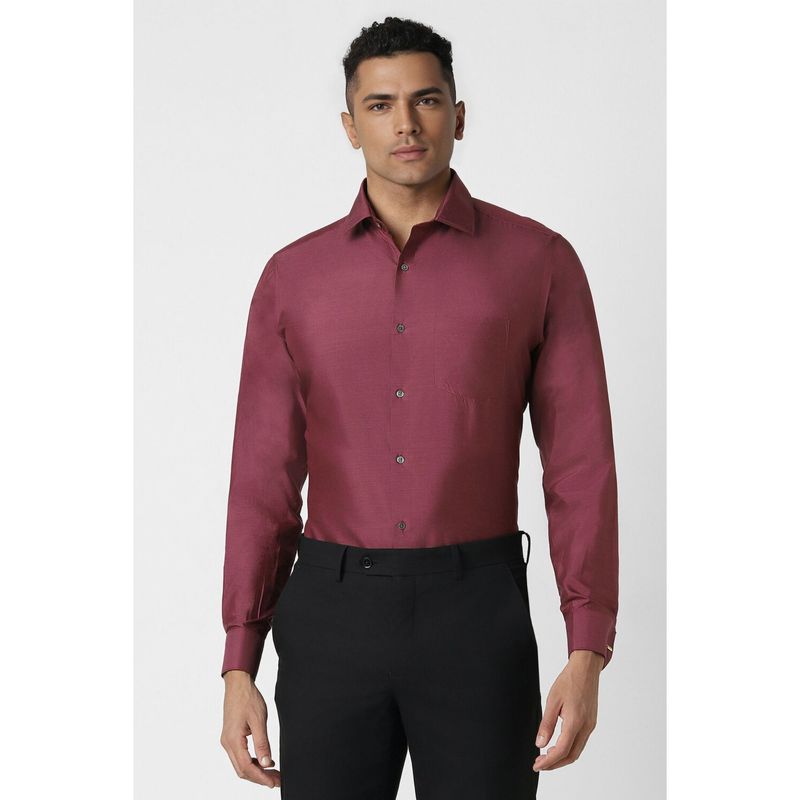 Van Heusen Men Maroon Regular Solid Full Sleeves Formal Shirt (39)