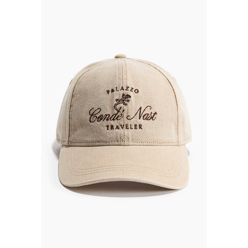 H&M Women Beige Embroidered cotton cap (XS/S)