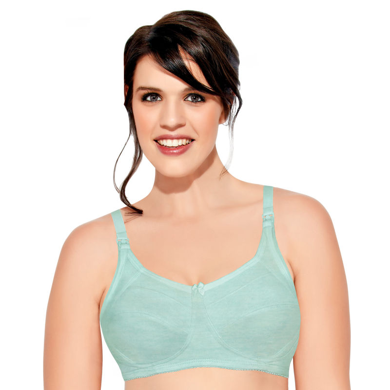 Enamor MT02 Sectioned Lift & Support Nursing Bra - Non-Padded Wirefree High Coverage - Blue (36D)