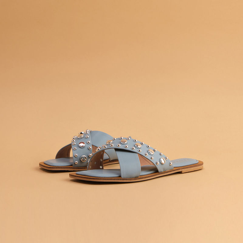 Buy Eridani Studded Blue Alva Flats Online