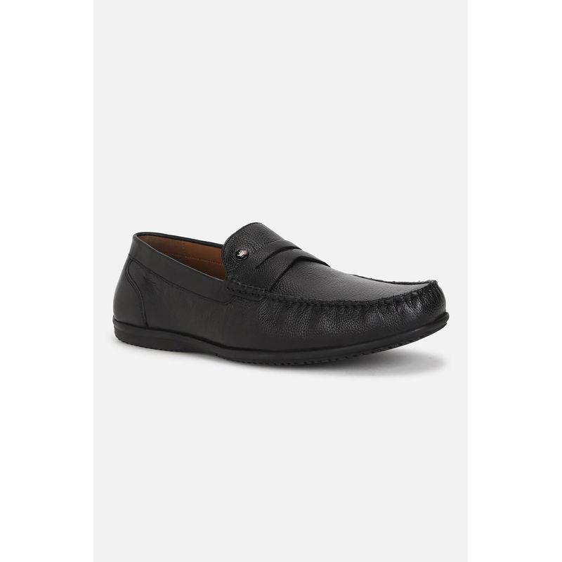 Louis Philippe Men Black Leather Slip On Loafers (UK 11)