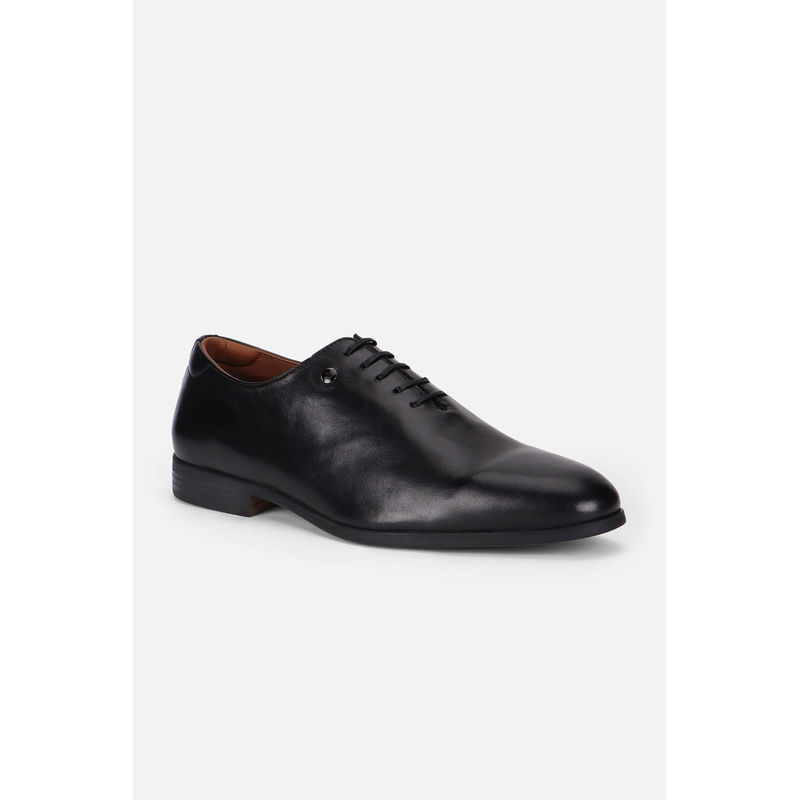Louis Philippe Men Black Leather Lace Up Oxfords (UK 8)