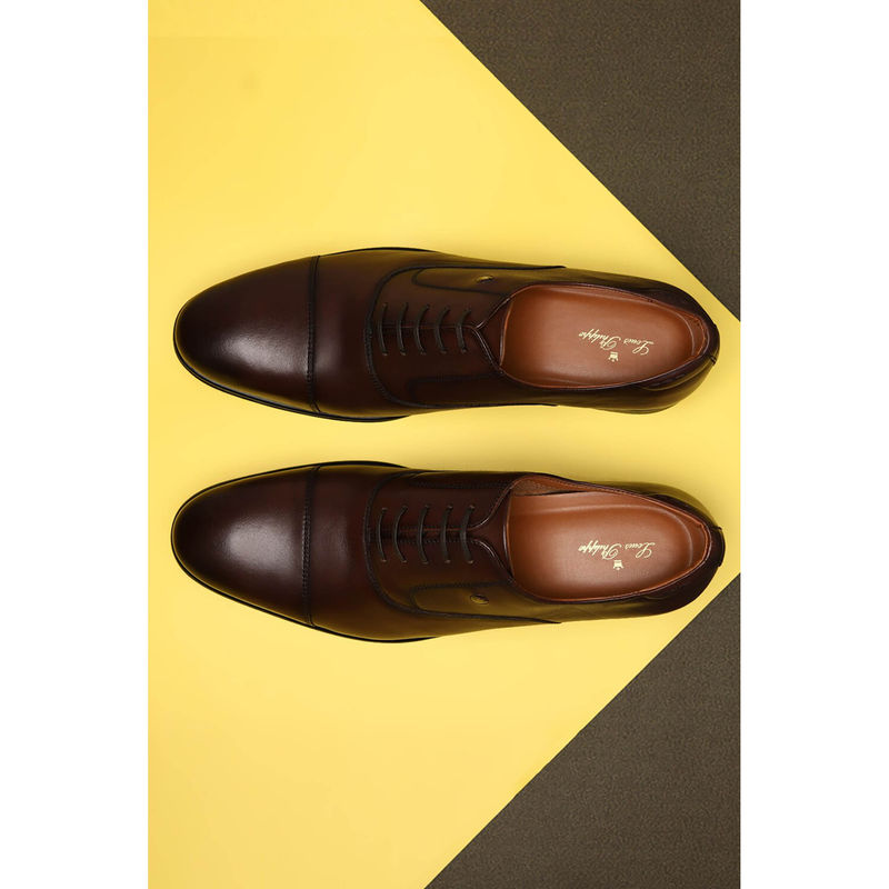 Louis Philippe Men Brown Leather Lace Up Oxfords (UK 9)